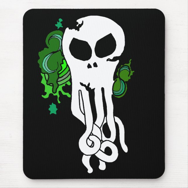 Mousepad Verde do crânio de Octo (Frente)