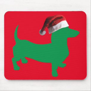 Mousepad Verde-Doxie---E-Papai noel-Chapéu