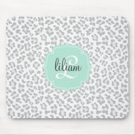 Mousepad Verde feminino da prata e da hortelã do leopardo