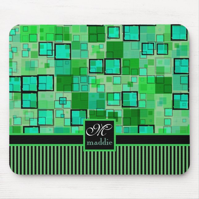 Mousepad Verde geométrico abstrato das listras dos (Frente)