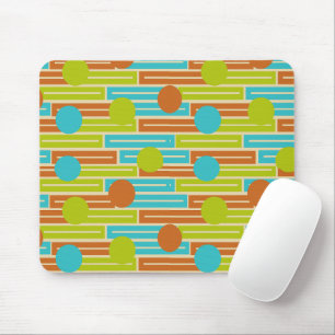 Mousepad Verde limão, Cinnamon Brown, Retângulos Turquesa