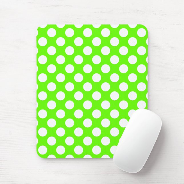 Mousepad Verde limão e Bolinhas branca (Com mouse)