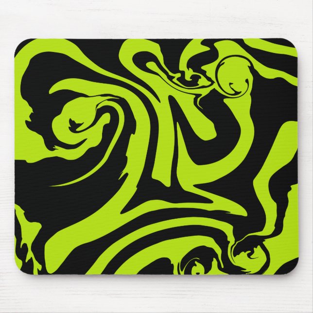 Mousepad Verde limão e espiral preto do mármore retrorrefle (Frente)