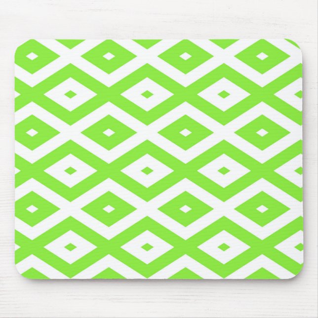 Mousepad Verde limão e padrão de diamante branco (Frente)