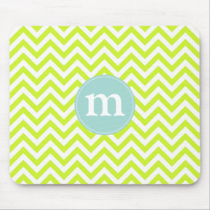 Mousepad Verde limão moderno Chevron personalizado