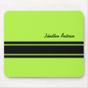 Mousepad Verde limão moderno que compete listras com nome