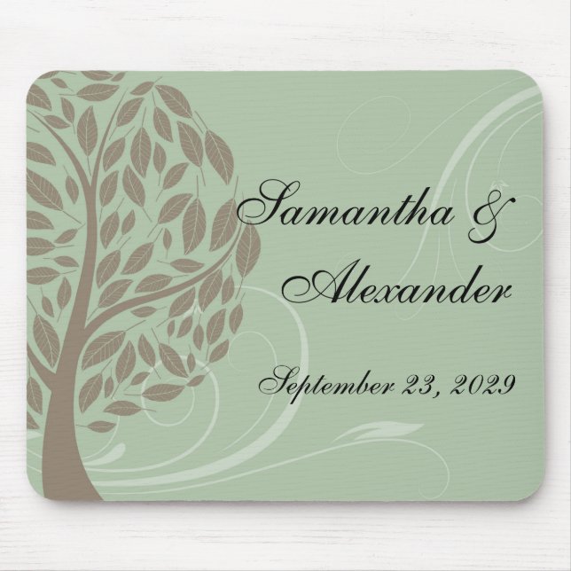 Mousepad Verde prudente e árvore estilizado macia de Brown (Frente)