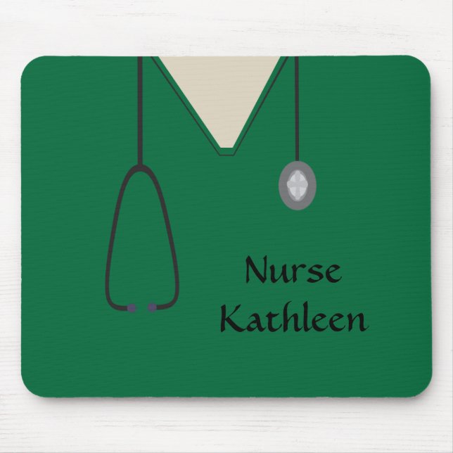 Mousepad Verde Uniforme de Esfregões Médicos (Frente)