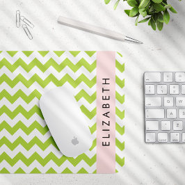 Mousepad Verde Zigzag, Verde Chevron, Seu Nome