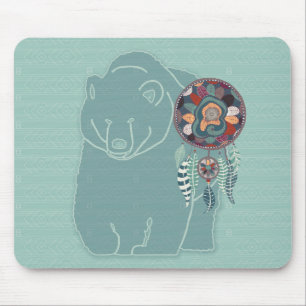 Mousepad Verdes Maciços do Urso Tribal Americano Nativo