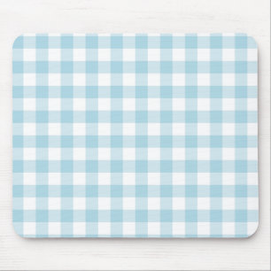 Mousepad Verificações de Gingham Azul e Branco Pálido