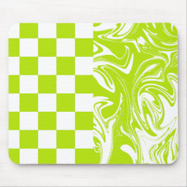 Mousepad Verificações e espirais em Verde limão e branco