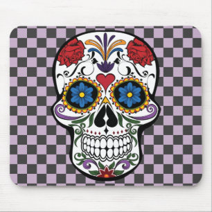 Mousepad Verificador-Dia preto & roxo do crânio do açúca