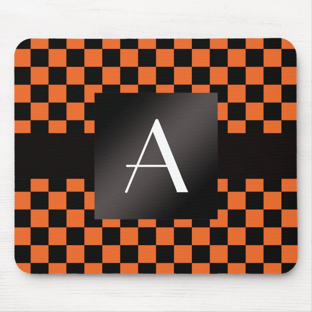 Mousepad Verificadores alaranjados e pretos do monograma (Frente)