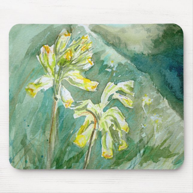 Mousepad Veris do Primula de Cowslips em um banco gramíneo (Frente)
