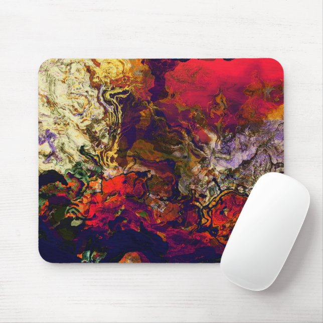 Mousepad Vermelho abstrato à noite, Creme e rodovalho à mei (Com mouse)
