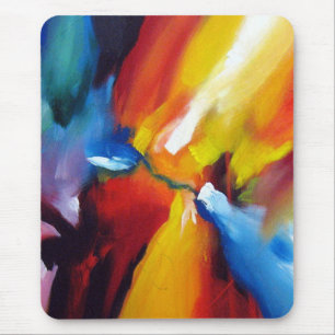 Mousepad Vermelho Azul Amarelo Verde Expressionista Abstrat