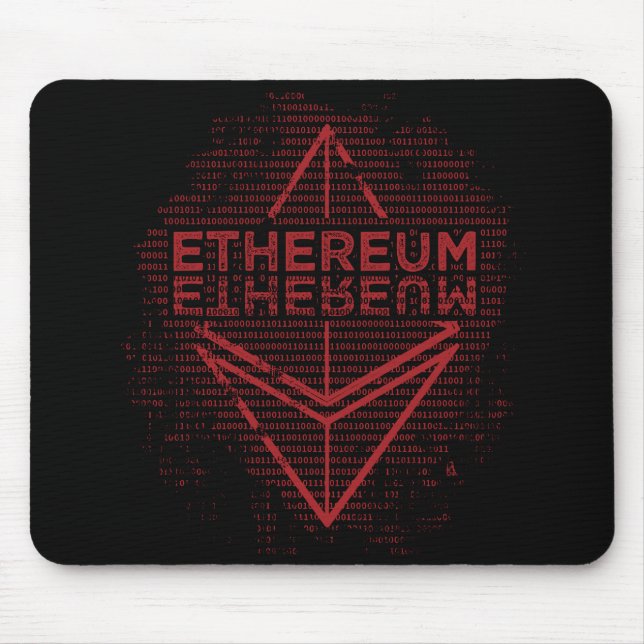 Mousepad Vermelho binário de Ethereum no tapete do rato (Frente)