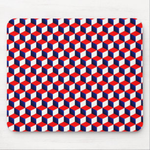 Mousepad Vermelho Branco e Azul Sombreados 3D Cubos