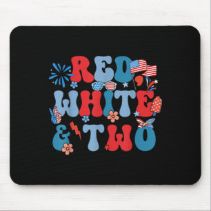 Mousepad Vermelho Branco e Dois 2º Festa de Aniversário 4 d
