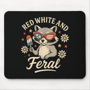 Mousepad Vermelho Branco E Feral 4 De Julho Fofos Guaxinins