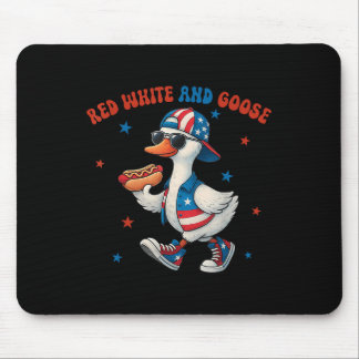 Mousepad Vermelho Branco E Ganso Engraçado 4 De Julho Patri