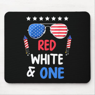 Mousepad Vermelho Branco E primeiro aniversario 4 De Julho 