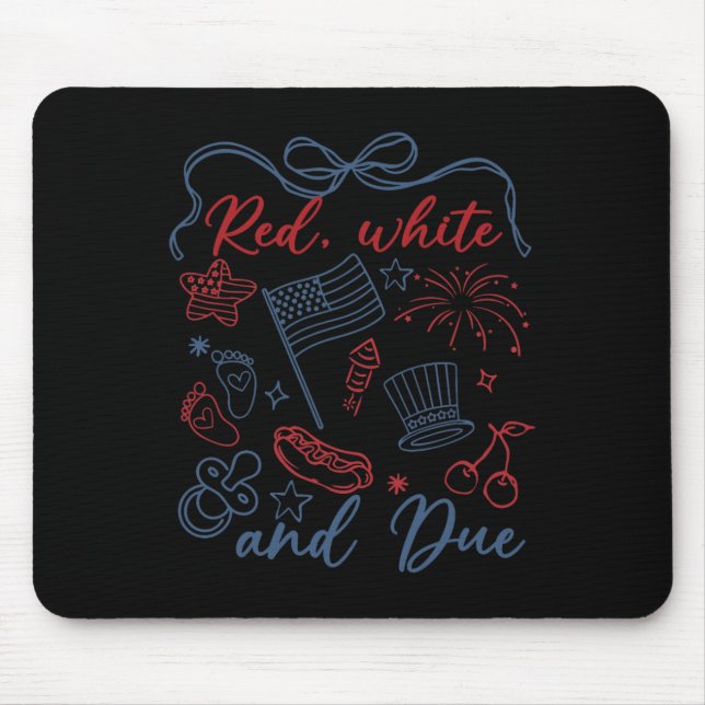 Mousepad Vermelho Branco E Vencimento 4 De Julho Gravidez V (Frente)