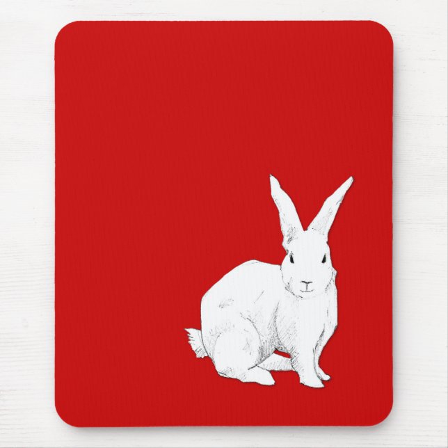 Mousepad vermelho de coelho (Frente)