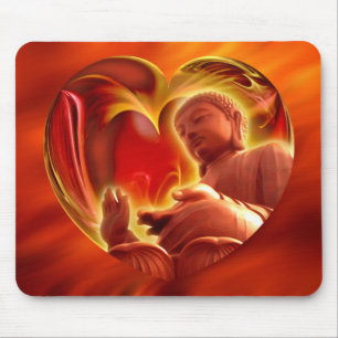 Mousepad Vermelho do fogo do coração de BUDDHA