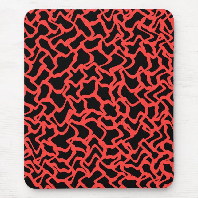 Mousepad Vermelho do teste padrão gráfico abstrato e preto (Frente)