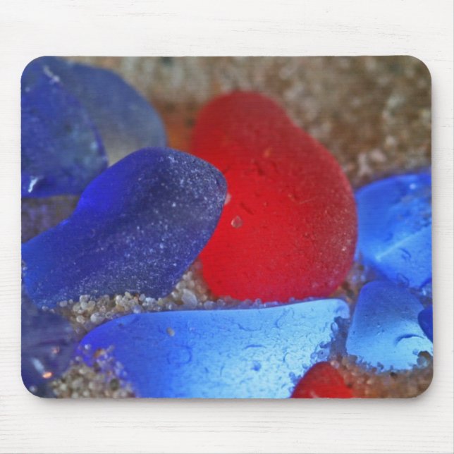 Mousepad Vermelho e azuis cobaltos raros Seaglass (Frente)