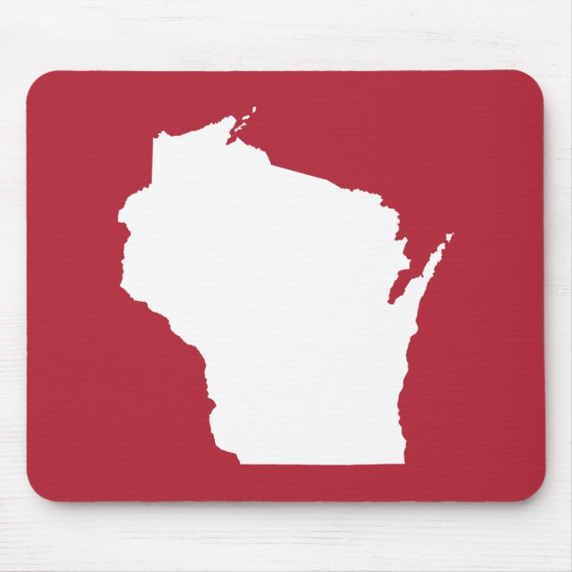 Mousepad Vermelho e Branco Forma de Wisconsin (Frente)