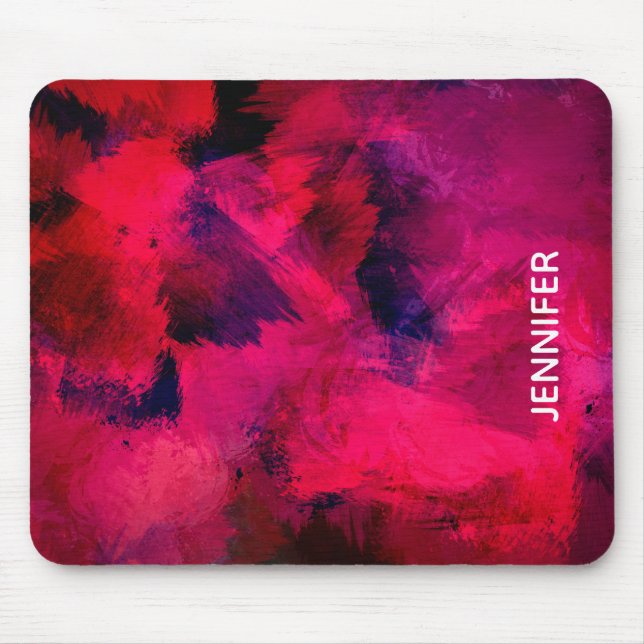 Mousepad Vermelho escuro e roxo, preto e Abstrato moderno (Frente)