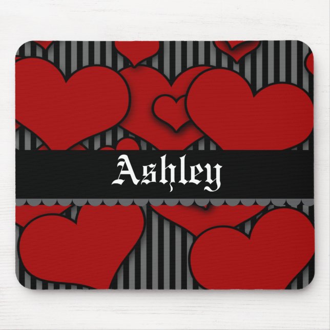 Mousepad Vermelho Gótico Personalizado com Nome (Frente)
