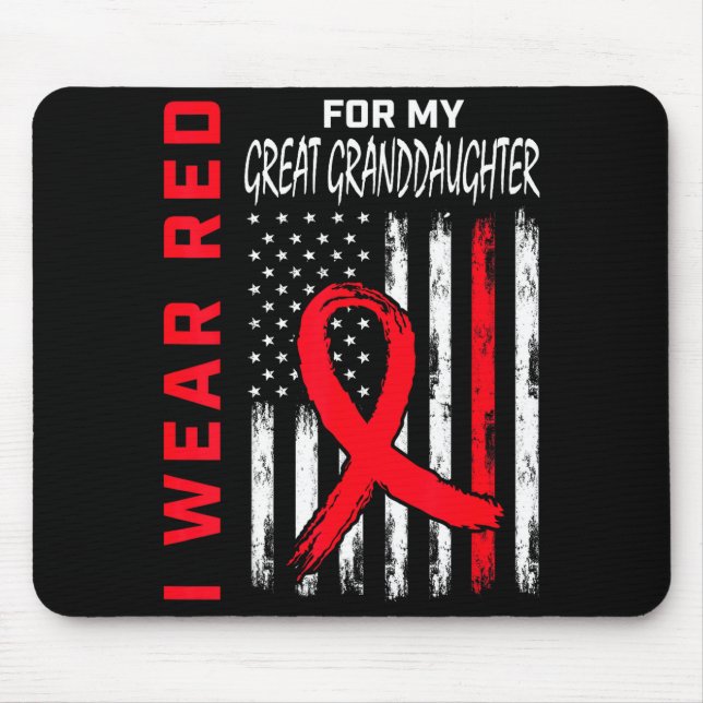 Mousepad Vermelho Para a Conscientização da Doença Cardíaca (Frente)