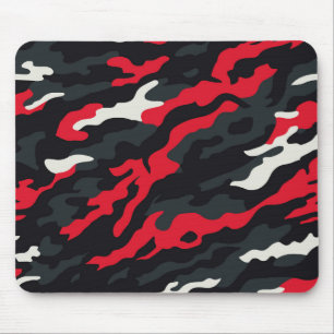 Mousepad Vermelho Preto Cinza Branco Camuflagem Camo Padrão