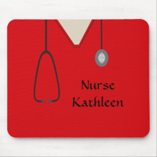 Mousepad Vermelho Uniforme de Esfregões Médicos