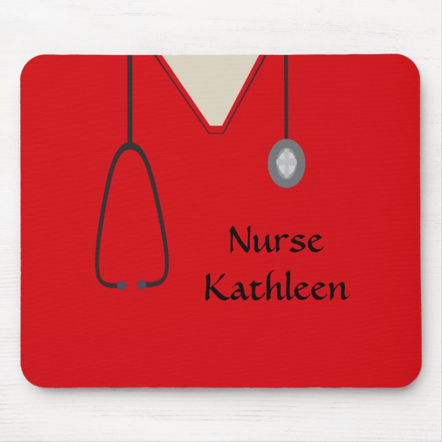 Mousepad Vermelho Uniforme de Esfregões Médicos (Frente)