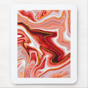 Mousepad Vermelho vibrante e Abstrato-arte Dourada