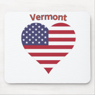 Mousepad Vermont American Flag Heart