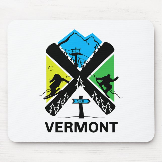 Mousepad Vermont Ski T Shirt - Skiing And Snowboard Accesso (Frente)