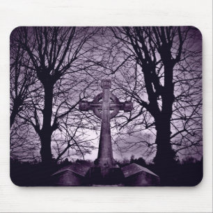 Mousepad Versão gótico do roxo da lápide da cruz celta