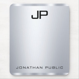 Mousepad Vertical do Monograma de aparência Metálico Faux S