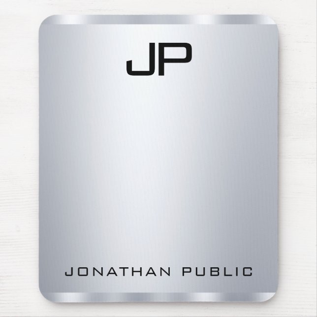 Mousepad Vertical do Monograma de aparência Metálico Faux S (Frente)