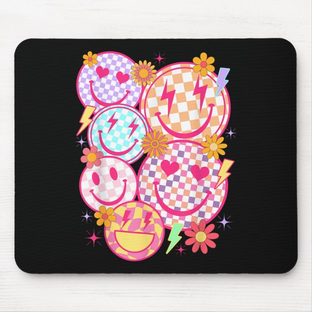 Mousepad Vertro Feliz Rosto Verificado Padrões Sorriso Vira (Frente)