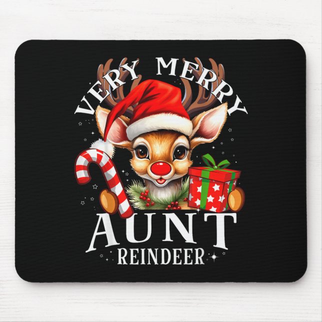 Mousepad Very Merry Aunt Reindeer Matching Christmas  (Frente)
