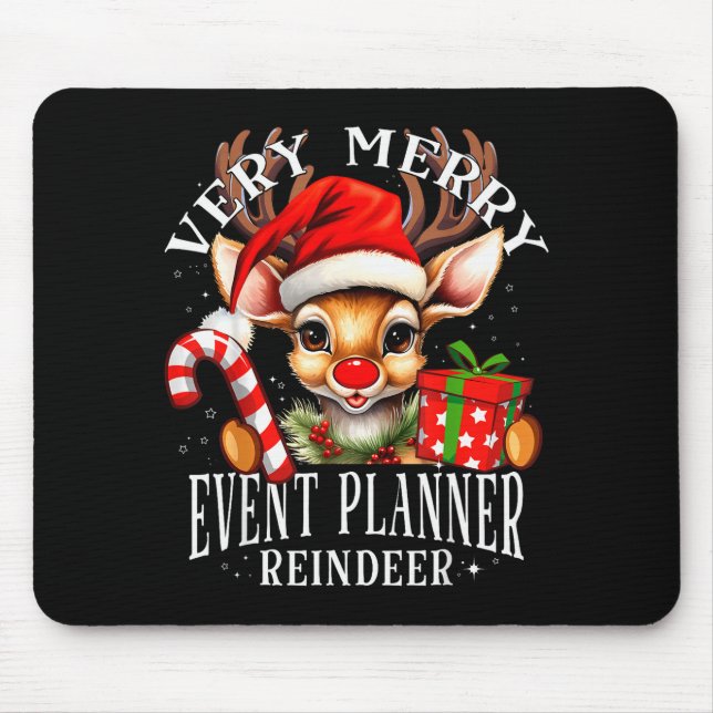 Mousepad Very Merry Event Planner Reindeer Matching Christm (Frente)