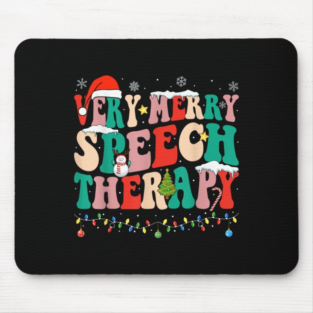 Mousepad Very Merry Speech Therapy Christmas Speech Therast (Frente)