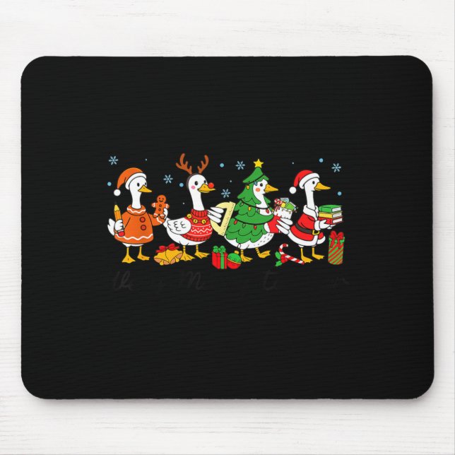 Mousepad Very Merry Teacher Christmas Funny Goose Silly Hol (Frente)